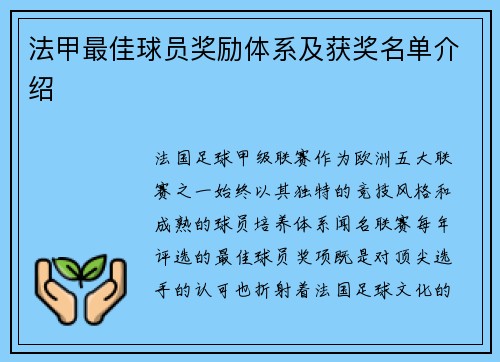 法甲最佳球员奖励体系及获奖名单介绍