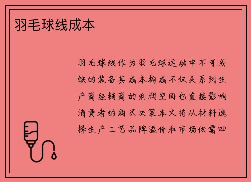 羽毛球线成本
